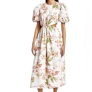 Wayf Floral Cutout midi Dress size small NWT